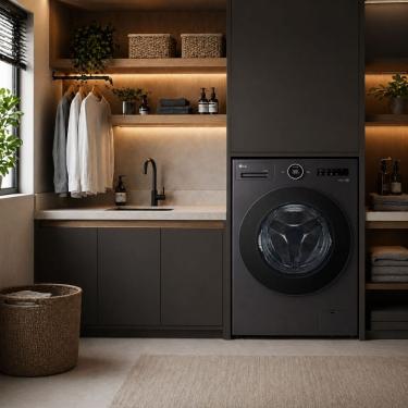 Imagem de Lava e Seca Smart LG WD18GNTS6B 18kg 10kg Ai Dd Turbowash 360 Steam Black Inox 110V