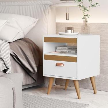 Imagem de Mesa Lateral Sal Com Gaveta E Nicho Puxador Concha Design Compacto Bra