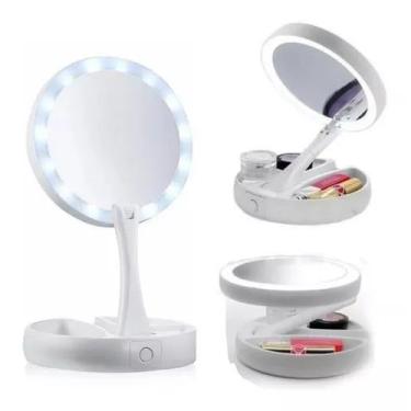 Imagem de Espelho De Luz Led Dobrável Aumenta 10x Maquiagem Portátil - Minymix