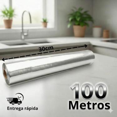 Imagem de Folha Papel Aluminio Rolo Bobina 30cm X 100 Metros reforçado cozinha r