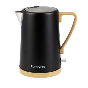 Imagem de Chaleira elétrica inox PantryPro preta fosca 1,7L 1500W fervedor rápido com desligamento automático Rapid-Boil, 110V