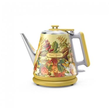 Imagem de Chaleira elétrica retrô Hazel Quinn floral 1L inox parede dupla bico pescoço de ganso 800W 110V