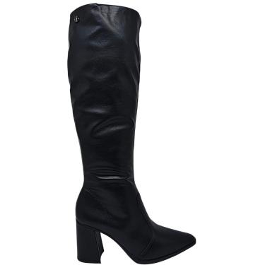 Imagem de Bota Feminina Casual Dia a Dia Passeio Festa Cano Alto Salto Alto Bico Fino com Ajuste de Panturrilha Conforto Dakota D2172