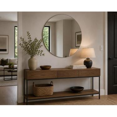 Imagem de Espelho Redondo 60cm Para Banheiro Quarto Sala Decorativo Parede Vidro