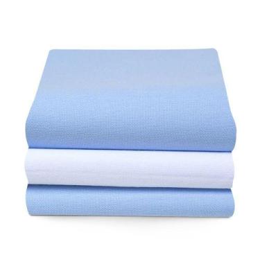 Imagem de Cueiro Flanelado Liso Com 3 Pçs Azul 80cm X 50cm Papi