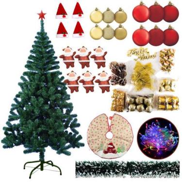 Imagem de Árvore De Natal Verde 320 Galhos 1,50m Pisca 220v Com 85 Enfeites Deco