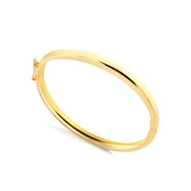Imagem de Bracelete Oval Liso Folheado A Ouro 18k - Radhau Joias, Único, Dourado