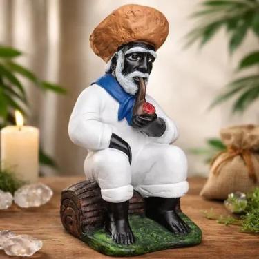 Imagem de Estátua Preto Velho Sentado Umbanda Candomblé 30cm Grande! Realista - 