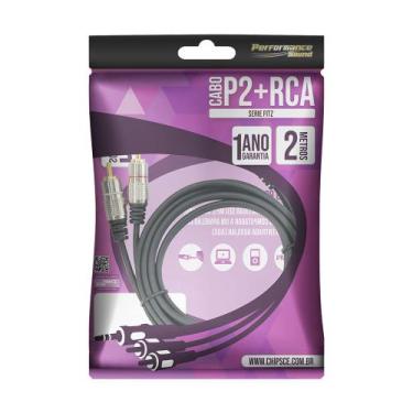 Imagem de Cabo P2-2RCA Niquelado Fitz 2m CHIP SCE Áudio Estéreo Alta Qualidade S