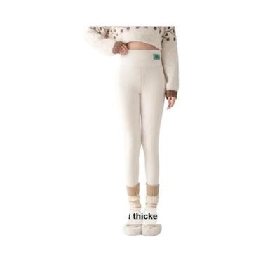 Imagem de Leggings Térmicas De Cintura Alta plus Size Com Forro De Lã Para Mulhe