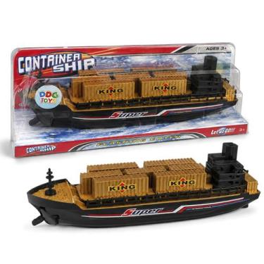 Imagem de Miniatura Navio Barco Cargueiro Porta Container Fricção Para Crianças 