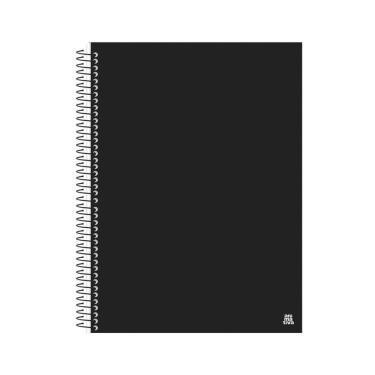 Imagem de Caderno Universitário Animativa 10 Matérias Capa Dura 140 Folhas Espiral Preto