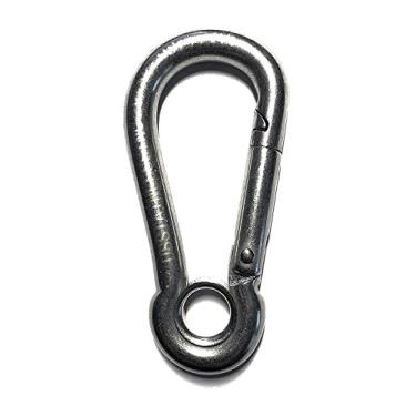 Imagem de Gancho de mola 316 de aço inoxidável com mosquetão para ilhós 7 mm de grau marítimo