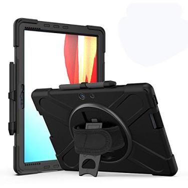 Imagem de Capa para Microsoft Surface Pro X 13" 2019, grau militar [testado em queda de 4,5 m] capa protetora à prova de choque com suporte de rotação de 360°, alça de mão e suporte para lápis (preto)