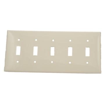 Imagem de Leviton 80723-W Placa de parede com interruptor de dispositivo de 5 entradas, tamanho padrão, nylon termoplástico, suporte de dispositivo, branco