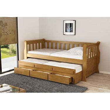 Imagem de Bicama Crystal Com 03 Gavetas De Madeira Maciça Pinus - Cor Imbuia