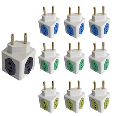 Imagem de Kit 10 Adaptador de Tomada Cubo 3D Benjamin 3 Pinos 10A
