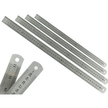 Imagem de Kit 4 Réguas Metal Leve Aço Inoxidável 50cm