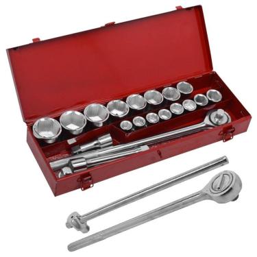 Imagem de Jogo De Soquetes Sextavado 3/4 Pol Cromo Vanadium De 19 A 50 Mm C/ 21 Peças 9Pm Eda