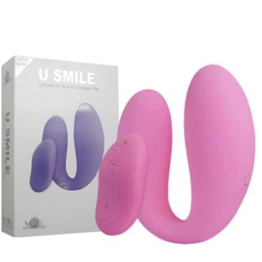 Imagem de Vibrador para Casal Recarregável com 10 Modos de Vibração e Controle Wireless – APHRODISIA U SMILE
