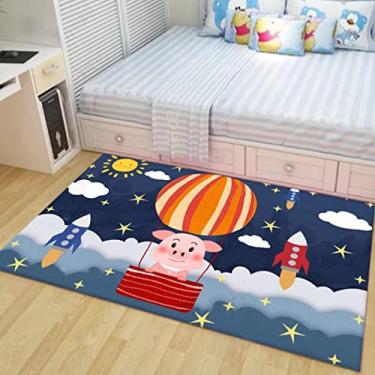 Imagem de youyoucool Tapete de área de desenho animado com animais fofos em estilo desenho animado tapete de área de poliéster para sala de estar, jantar, dormitório, quarto, decoração de casa 99 x 150 cm