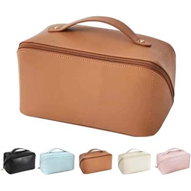 Imagem de Bolsa de cosméticos de viagem de grande capacidade, organizador de necessaire resistente à água bolsa de maquiagem multicamada para maquiagem e artigos de higiene pessoal cosméticos,