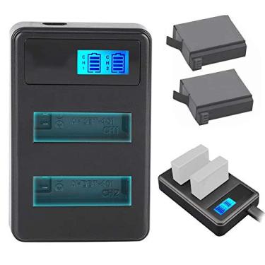 Imagem de AHDBT-401 Mini carregador de bateria USB com compartimento duplo e visor de carregamento LCD para 4