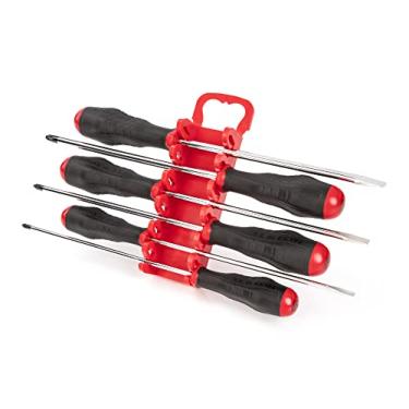 Imagem de TEKTON Conjunto de chaves de fenda de alto torque, 6 peças (#1-#3, 3/16-5/40.6 cm) com suporte | DRV43503 | Feito nos EUA