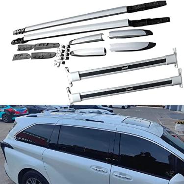 Imagem de 4 peças barras transversais de trilho de teto de alumínio para Toyota Sienna XL40 2021 2022 2023