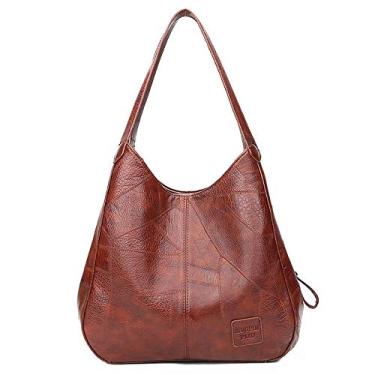 Imagem de Saco de Mão Feminino Vintage Saco de Couro Mole Tot Saco de Múltiplos Compartimentos Gr...