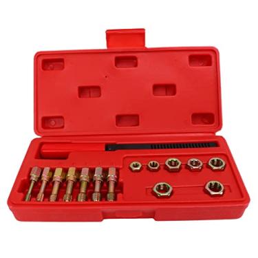 Imagem de EBTOOLS Kit de ferramentas de rethreading 15 peças Conjunto de perseguidor de rosca métrica de aço carbono para rerosquear torneira kit de ferramentas de reparo de rerosca