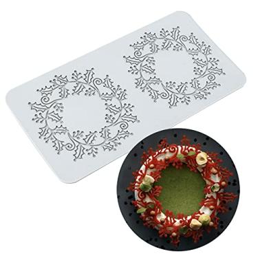 Imagem de TUKE Moldes de renda para decoração de bolos moldes de silicone de folha 3D para assar moldes de goma moldes de argila para fondant tapetes de renda flor favo de mel padrão de abelha para açúcar chocolate polímero (Folha_27,2x13,7x0,3 cm_U)