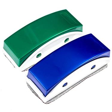 Imagem de Embalagem com 2 borrachas magnéticas de quadro branco para uso com placas de vidro apagáveis a seco – ímãs extrafortes e pano de limpeza de microfibra substituível