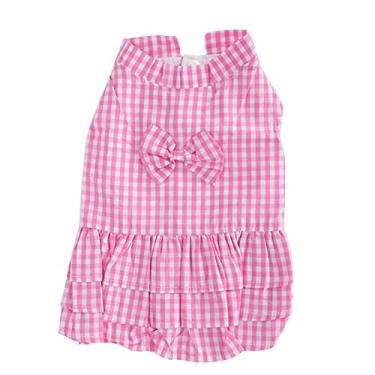 Imagem de GLOGLOW Saia de camisa de cachorro, roupas de verão respiráveis para animais de estimação cão macio camiseta sem mangas mini saia de vestido de laço rosa para cães pequenos gatos filhote (M)