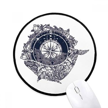 Imagem de DIYthinker Bússola flor estrelas arte padrão mouse pad desktop escritório tapete redondo para computador