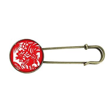 Imagem de Broche de metal retrô com corte de papel animal China zodíaco broche de metal joia com clipe