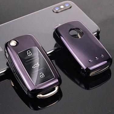 Imagem de YJADHU Capa de chave de carro TPU colorida, apto para Volkswagen VW POLO Tiguan Passat B5 B6 B7 Golf EOS Scirocco Jetta MK6 Octavia, preto