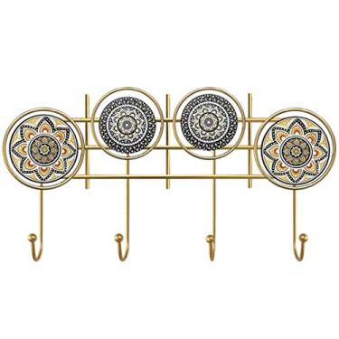 Imagem de KIZQYN Ganchos de casaco montados na parede cabide gancho de casaco atrás da porta cabide de toalhas nórdico criativo entrada cabide de casaco de parede (tamanho: latão)