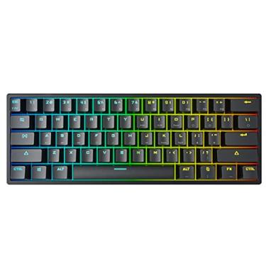 Imagem de 60% Mini-teclado mecânico de jogos, 61key Blue Switch Wired Anti-Ghosting RGB PBT teclado portátil para jogador black