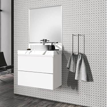 Imagem de Conjunto para Banheiro 1 Espelho Bisotê 1 Gabinete 1 Lavatório para Cuba Blu Lavatórios Bumi Calacata/branco