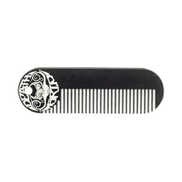 Imagem de THE VINTAGE GROOMING CO. Pente de bigode e barba ou bolso fino para bigode de aço inoxidável revestido com pó de metal preto pente chaveiro para homens - 8,25 x 2,5 cm por Death Grip
