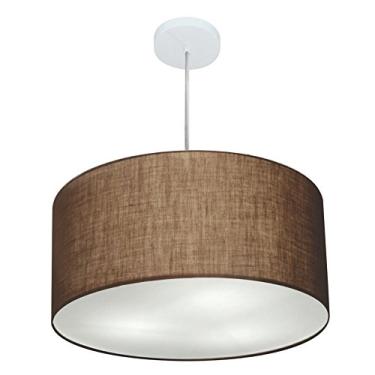 Imagem de Lustre Pendente Cilíndrico Cúpula Tecido 50x30 cm, Vivare Iluminação, Pendente4213 LC, Café, Médio