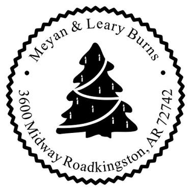 Imagem de Carimbo de endereço redondo personalizado Merry Christmas com endereço de devolução