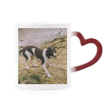 Imagem de Caneca de grés com imagem de animal preta e branca sensível ao calor que muda de cor vermelha