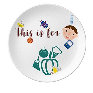 Imagem de Combinação de vegetais Abóbora Berinjela Corporal Porcelana Prato Jantar Redondo Prato Menino Masculino