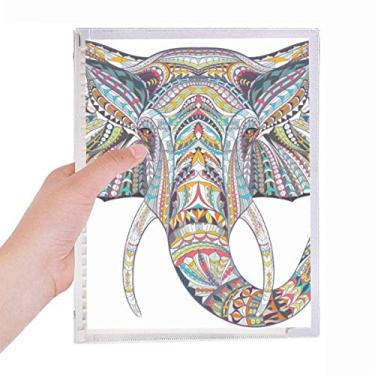 Imagem de Caderno com design de elefante colorido estilo mosaico, diário de folhas soltas recarregável