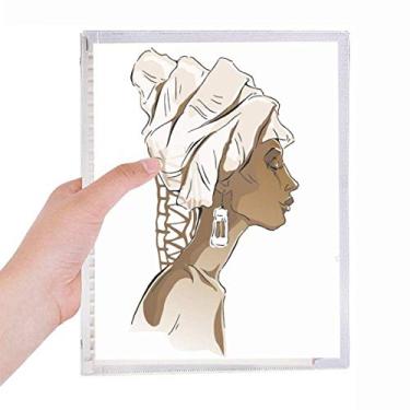 Imagem de Caderno feminino africano negra, arte para cocar aborígenes, folhas soltas, diário recarregável, papelaria