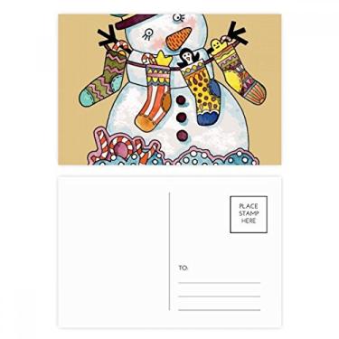 Imagem de Conjunto de cartões postais de Natal boneco de neve para aniversário, cartão de agradecimento