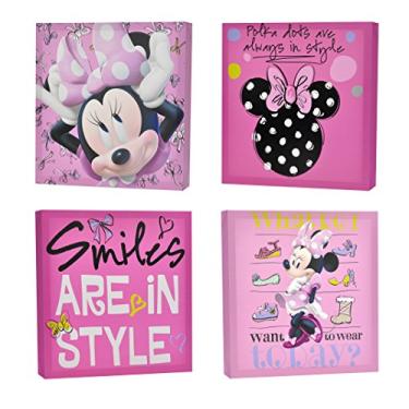 Imagem de Disney Minnie Mouse Canvas Wall Art (4-Piece) White, 12-1/4"L x 12-1/4"W x 1-1/2"H