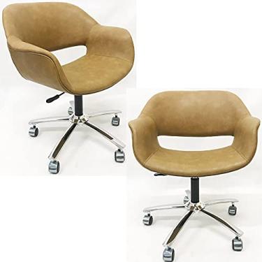 Imagem de Kit 2 Poltronas Escritório Eduarda cor Caramelo com regulagem de altura - Poltronas do Sul